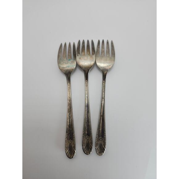 Radiance 1939 Crown Silverplate Salad Forks 6" International Silver Lot of 3 VTG - Picture 7 of 8